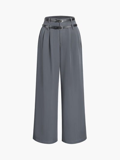 pushBUTTON one leg slim fit high-waisted trousers Grey