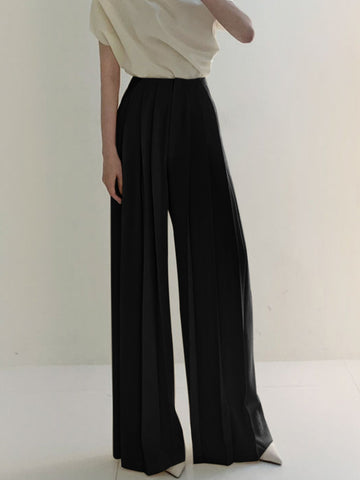 Pleated High Waist Wide Leg Pants – COMMENSE